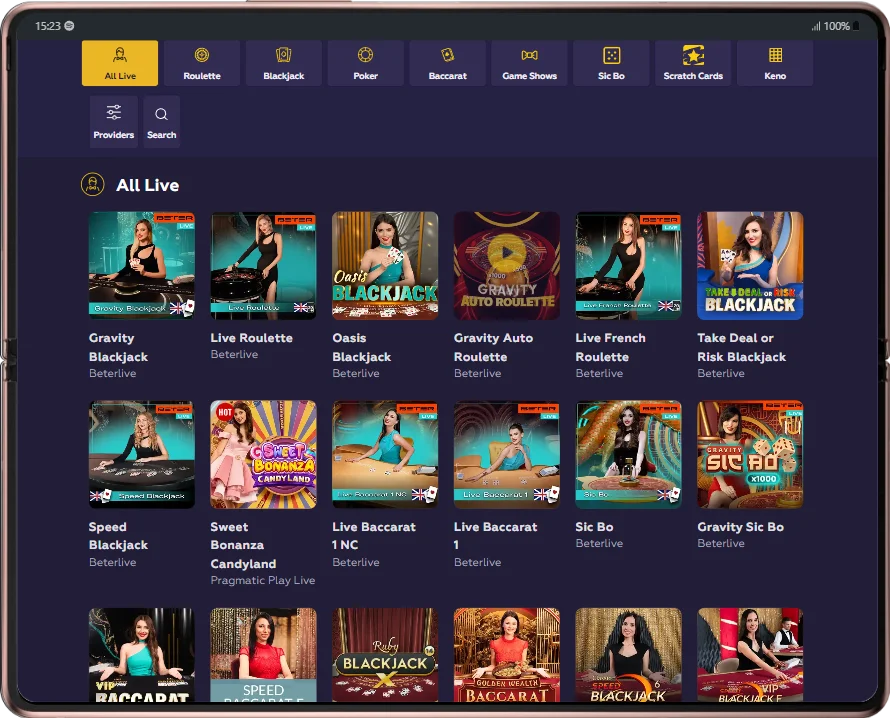 Live Casino Games at Playfina